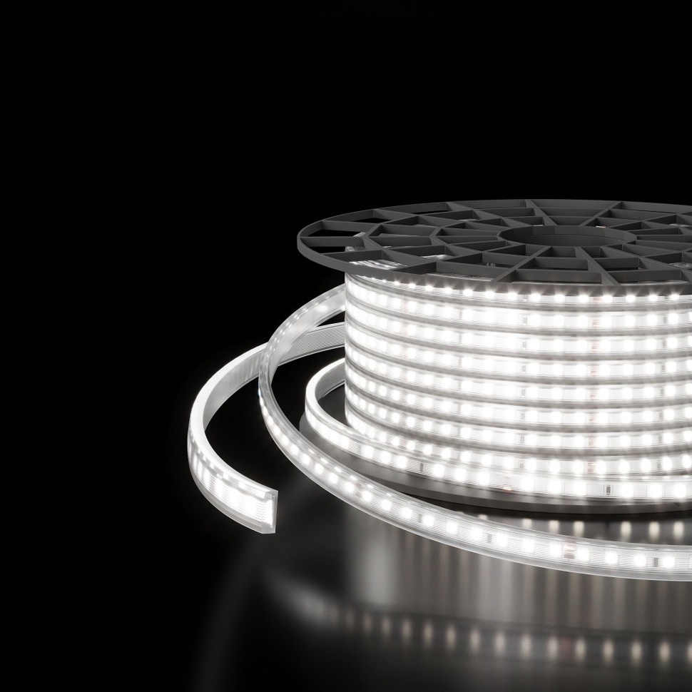 Светодиодная лента двухрядная Premium 220 В 18 Вт/м 180 Led/м 2835 IP65, холодный белый 6500K, 50 м LS011 220V