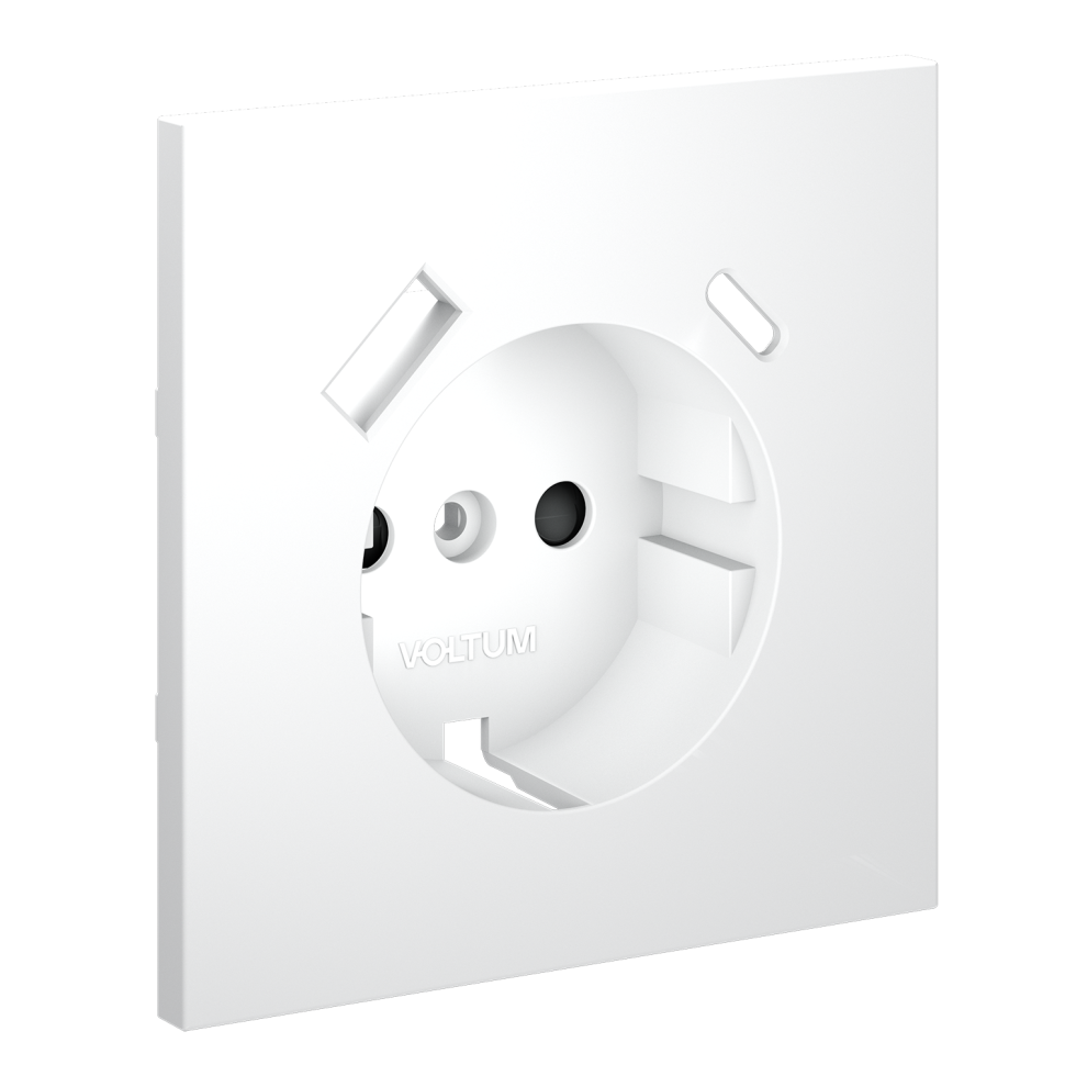 Накладка для розетки с заземлением и защитными шторками, с USB A+C, S70 (белый матовый)