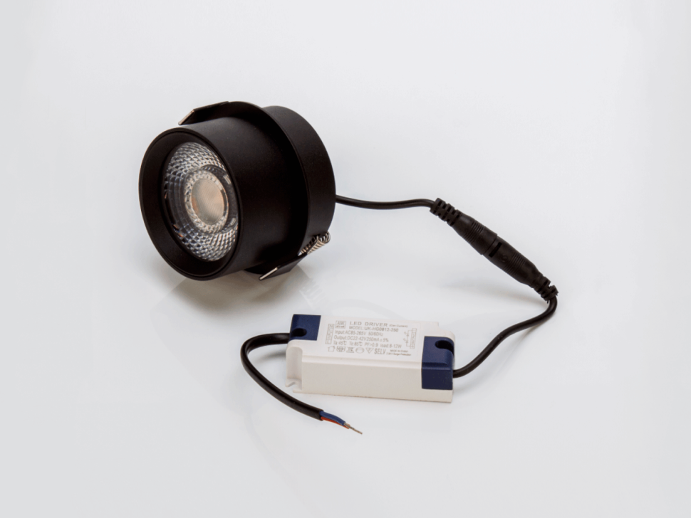  LUMKER Встраиваемый светильник Rink 10W Черный 3000К, R-SRC-BL-WW