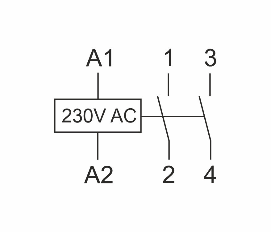 Контактор модульный (Ампер-100 / Волт-230 АС / Контакт-2NO) ST100-20