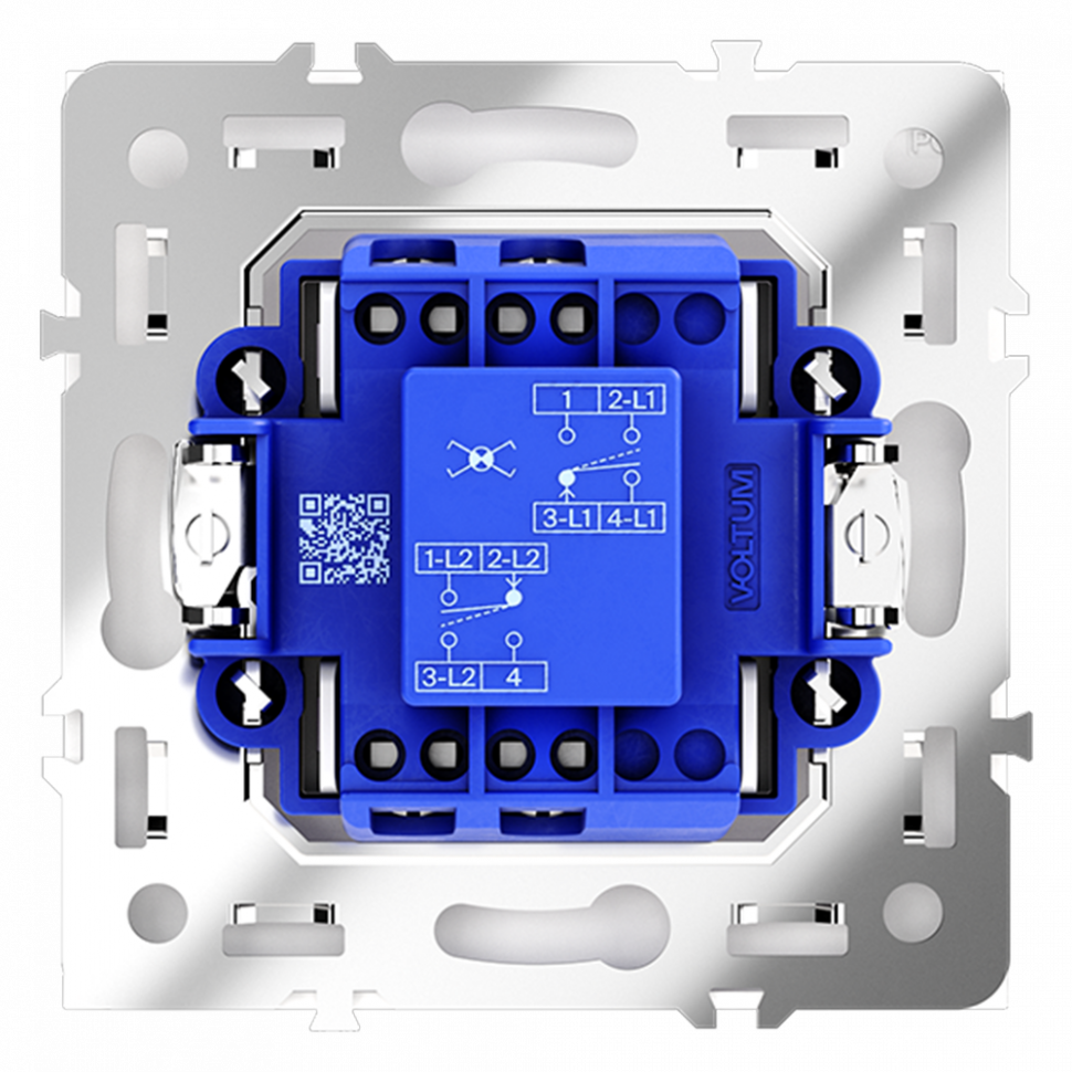 Перекрестный переключатель встраиваемый VOLTUM S70 одноклавишный 10А, (белый глянцевый) VLS010501