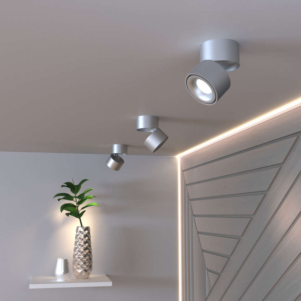 Накладной потолочный светодиодный светильник DLR031 15W 4200K 3100 серебро матовый