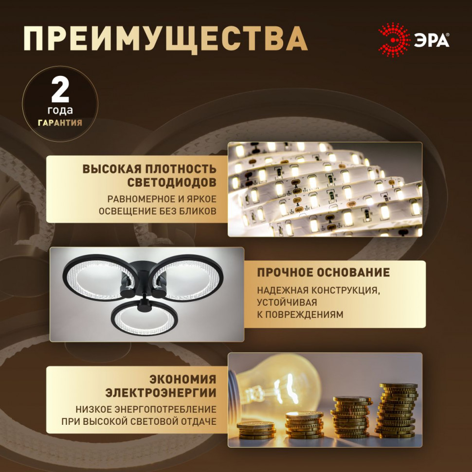 Потолочный светильник Эра Модерн Odry CLL-1-46W 3K-6,5K RC BK