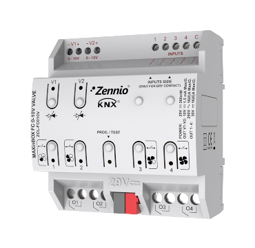 Контроллер KNX для 2/4-х трубных фанкойлов Zennio MAXinBOX FC 0-10V VALVE ZCL-FC010V