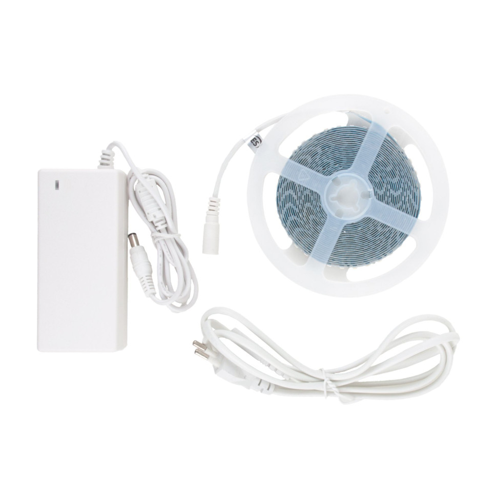 Комплект светодиодной ленты 12 В 9,6 Вт/м 120 Led/м 2835 IP20, дневной белый 4200 K, 5 м Набор светодиодной ленты 12V 9,6W 120Led 2835 IP20 дневной белый, 5м