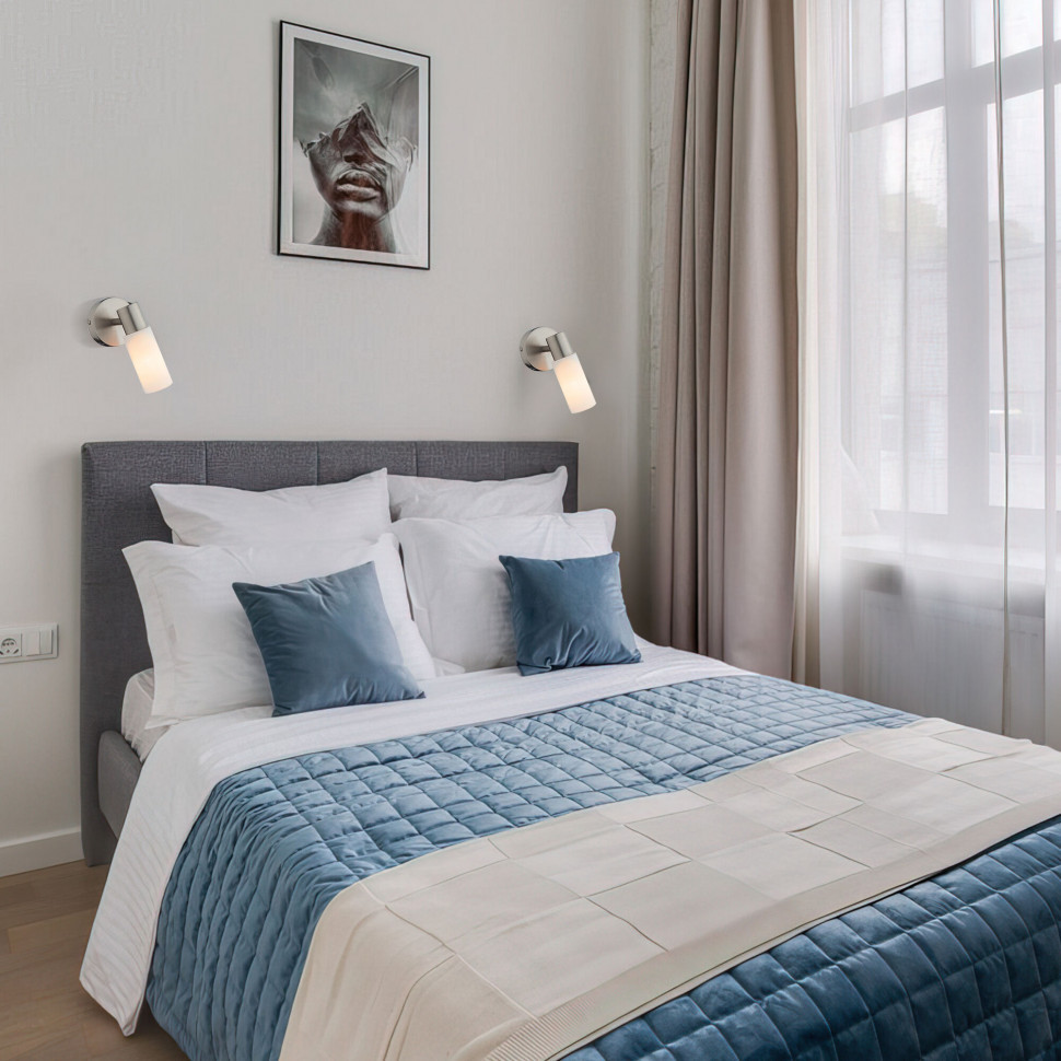 Спот с плафоном из матового стекла 20043/1 сатин-никель