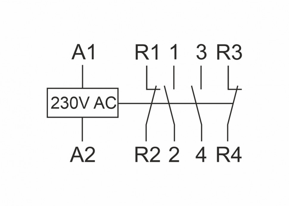 Контактор модульный (Ампер-40 / Волт-230 АС / Контакт-2NO+2NC) ST40-22