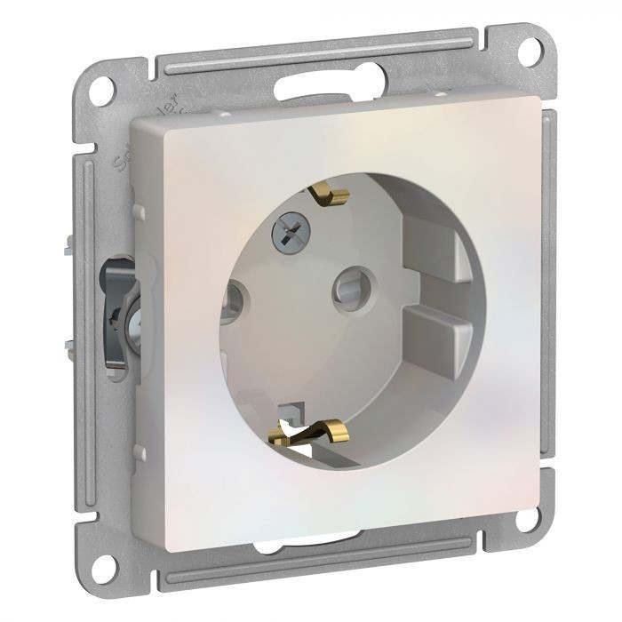 Розетка силовая Systeme Electric Atlas Design со шторками, жемчуг ATN000445