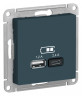 Зарядное устройство USB+Type C Schneider Electric Atlas Design изумруд ATN000839