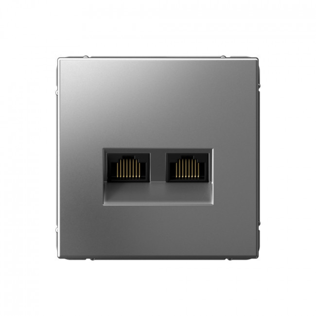 Розетка двойная Schneider Art Gallery RJ-45 кат. 6a, Сталь GAL000988
