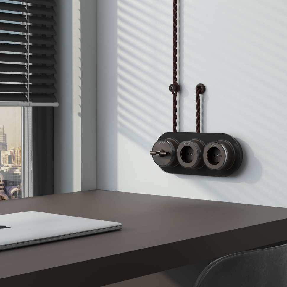 Втулка для вывода кабеля из стены 2 шт. коричневая ретро W6421114