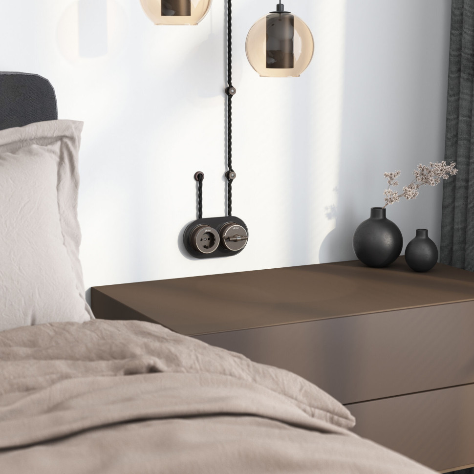 Втулка для вывода кабеля из стены 2 шт. коричневая ретро W6421114