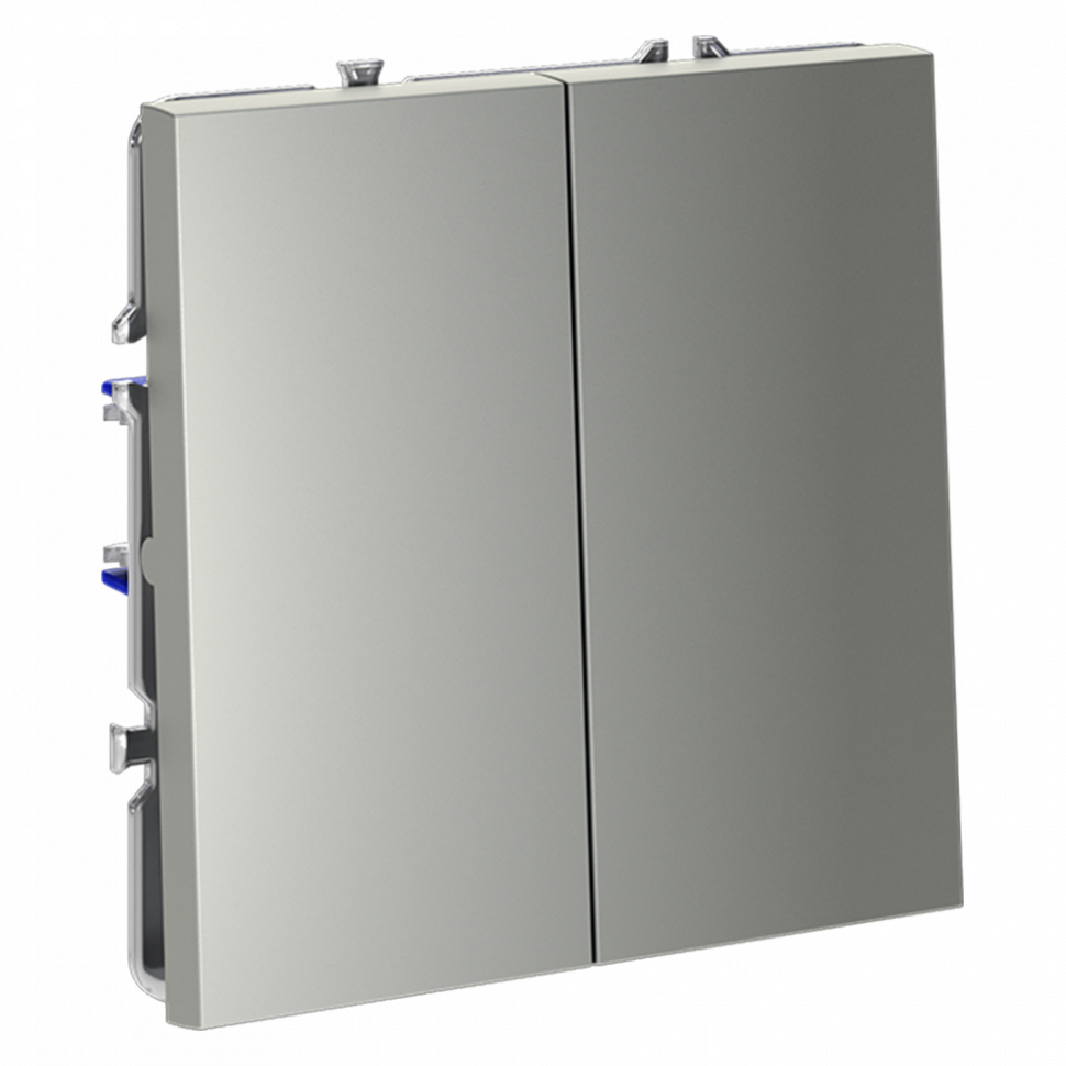 Выключатель встраиваемый VOLTUM S70 двухклавишный 10А, (сталь) VLS020105