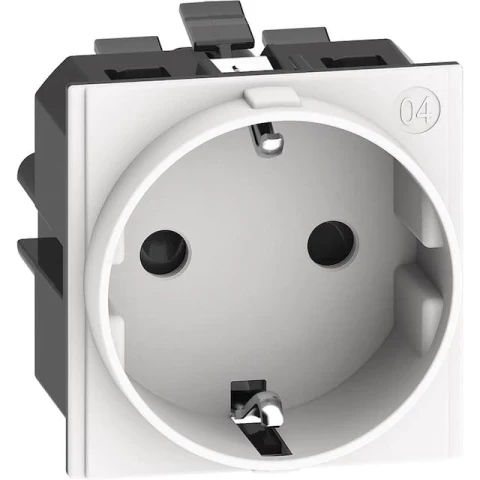 Механизм розетки электрической 2К+З 16А автоматические клеммы 2 модуля. Цвет Белый. Bticino серия Living Now. KW4141A 