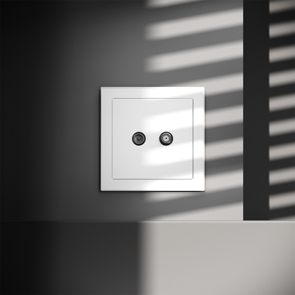 Розетка телевизионная встраиваемая VOLTUM S70 оконечная TV+SAT, (белый матовый)