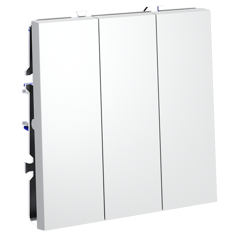 Выключатель встраиваемый VOLTUM S70 трехклавишный 10А, (белый матовый)