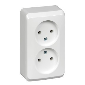 Розетка двойная без заземления и шторок 16А 250B Белая Systeme Electric Этюд PA16-005B