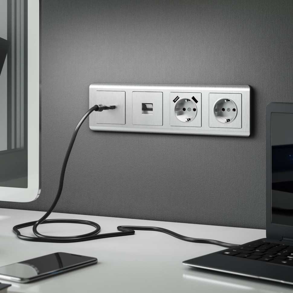 Рамка из поликарбоната на 4 поста Stream серебряный W0042106