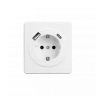 KRANZ Розетка ROUND 1-ая с/з с/у з/ш 16А с USB A+C быстрой зарядки 5В/3А перламутр KR-78-0704-1