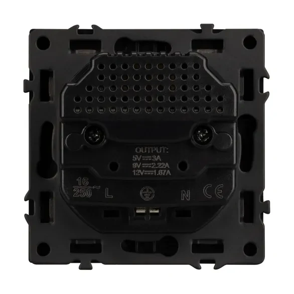 Розетка Schuko 250V 16A с USB-портом для зарядки Type A + Type C, с защитными шторками, 3,1А, 20W, IP-20, NEO PLUS  контакты винтовые