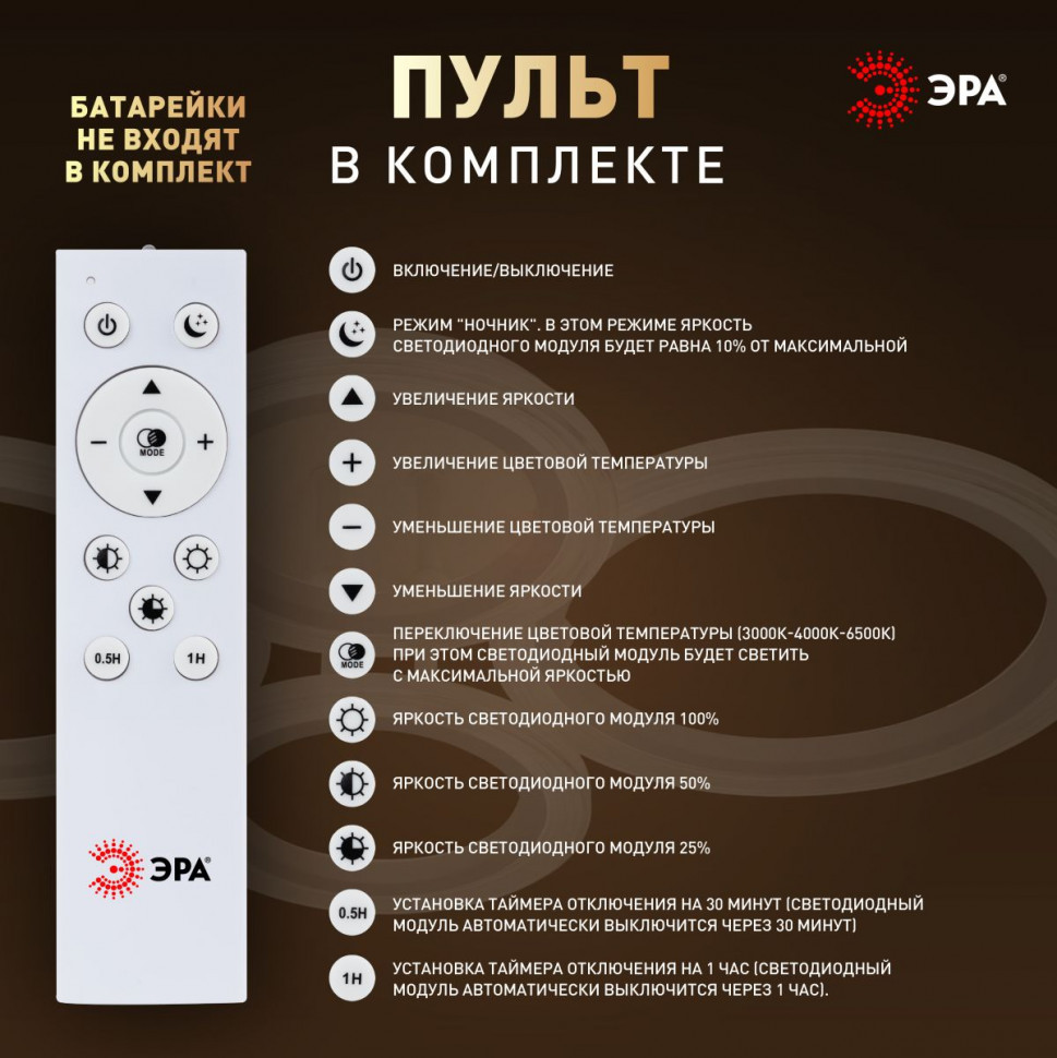 Потолочный светильник Эра Модерн Ring CLL-1-59W 3K-6,5K RC WH