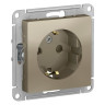 Розетка силовая Systeme Electric Atlas Design со шторками, шампань ATN000545