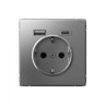 Розетка силовая 16A + USB A+C 2,4/3,0 А, 2 порта 1,5 А Schneider Electric Art Gallery Сталь GAL000932