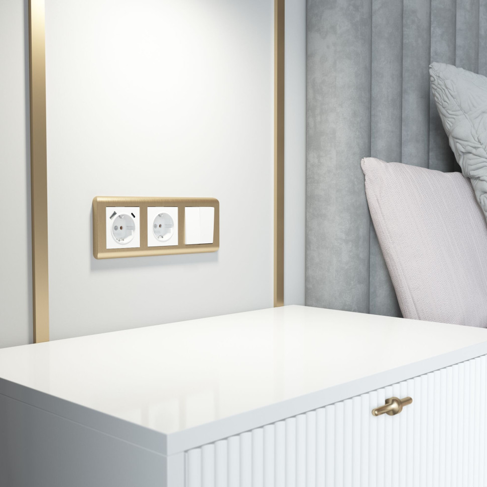 Рамка из поликарбоната на 3 поста Stream шампань W0032111