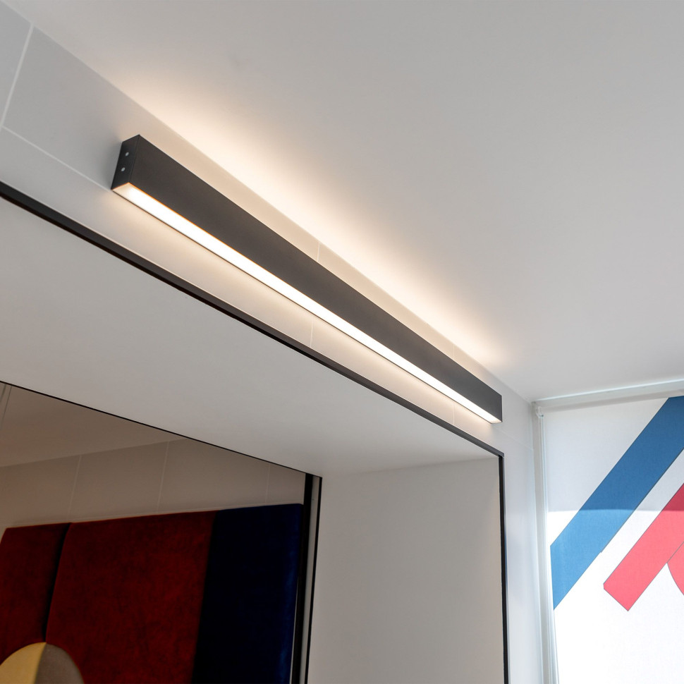 Линейный светодиодный накладной двусторонний светильник 128см 50Вт 3000К черный LSG-02-2-8*128-35-3000-MSh