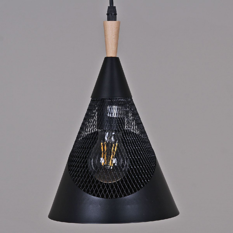 Подвесной светильник Reluce 03250-3.9-01 BK+WOOD