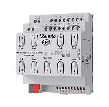 Актуатор отопления KNX, 230VAC, 8 выходов, 8 входов Zennio HeatingBOX 230V 8X v2 ZCL8H230V2
