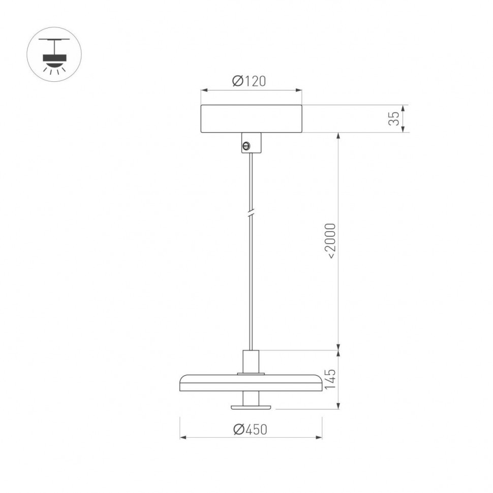 Подвесной светильник Arlight SP-KOTARO-R450-12W Warm3000 (BK-GR, 36 deg, 230V, TRIAC) 057224