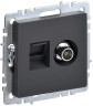 BRITE Розетка двойная TV+RJ45 кат.5E РТВ/РК12-БрГ графит IEK