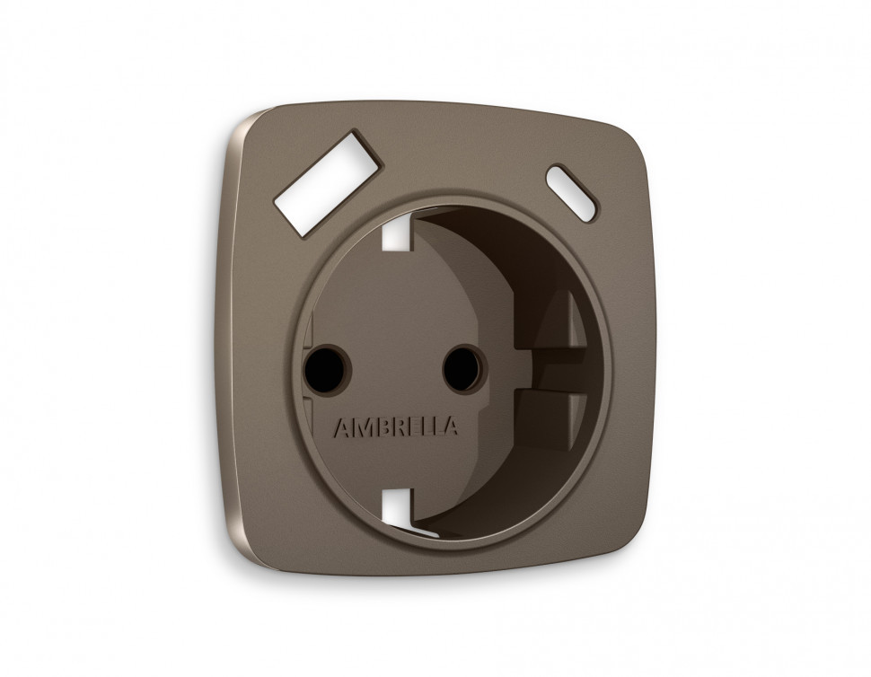 Лицевая панель OMEGA (Темная бронза матовый) для электрической розетки с заземлением со шторками 2USB A+C QUANT OP6400