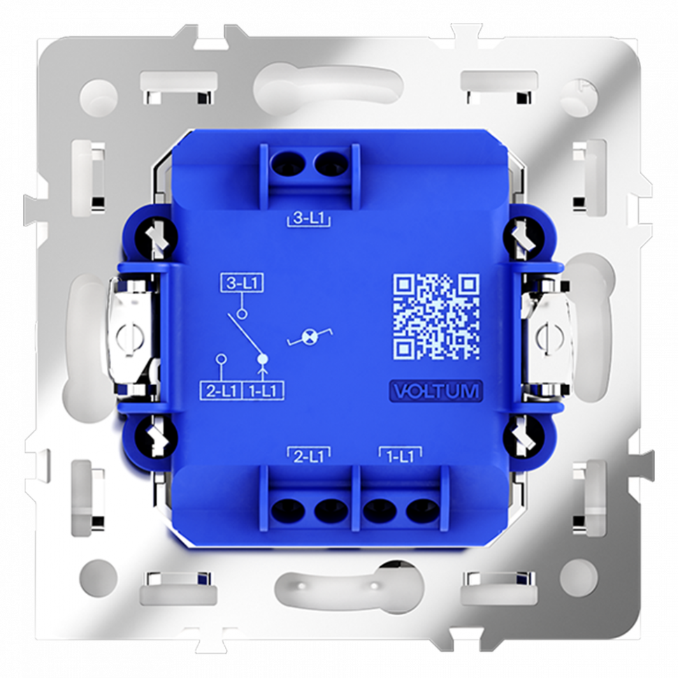 Проходной переключатель встраиваемый VOLTUM S70 одноклавишный с подсветкой 10А, (белый глянцевый) VLS010401