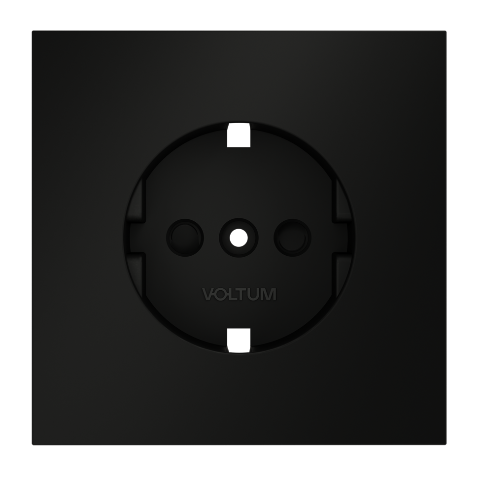 Накладка для розетки с заземлением и защитными шторками, S70 (черный матовый)