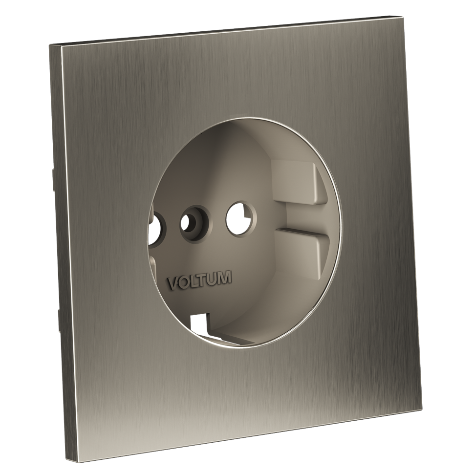 Накладка для розетки с заземлением, S70 Metal (никель)