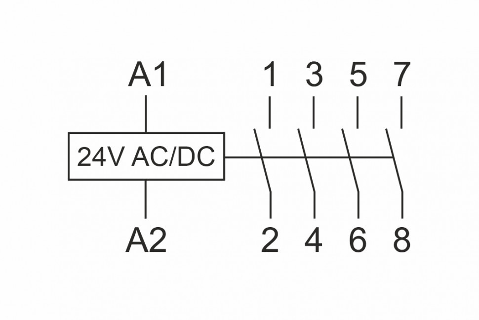 Контактор модульный (Ампер-25 / Волт-24 АС/DC / Контакт-4NO) ST25-40-24