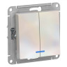 Выключатель двухклавишный Systeme Electric Atlas Design с подсветкой, жемчуг ATN000453