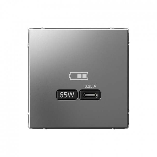 Зарядное устройство USB тип-С 65Вт высокоскор.заряд. QC, PD, механизм, Schneider Electric Art Gallery Сталь GAL000927