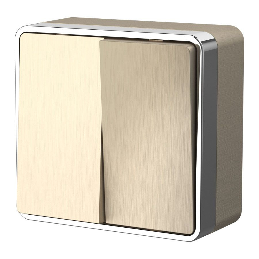 Выключатель двухклавишный Gallant шампань рифленый W5020010