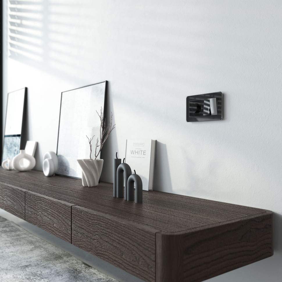 Выключатель двухклавишный с подсветкой (черный акрил) W1120148