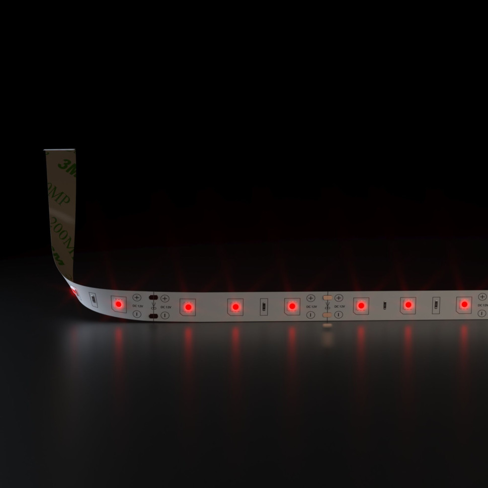 Светодиодная лента 12 В 4,8 Вт/м 60 Led/м 2835 IP20, красный, 5 м Лента светодиодная 12V 4,8W 60Led 2835 IP20 красный, 5м