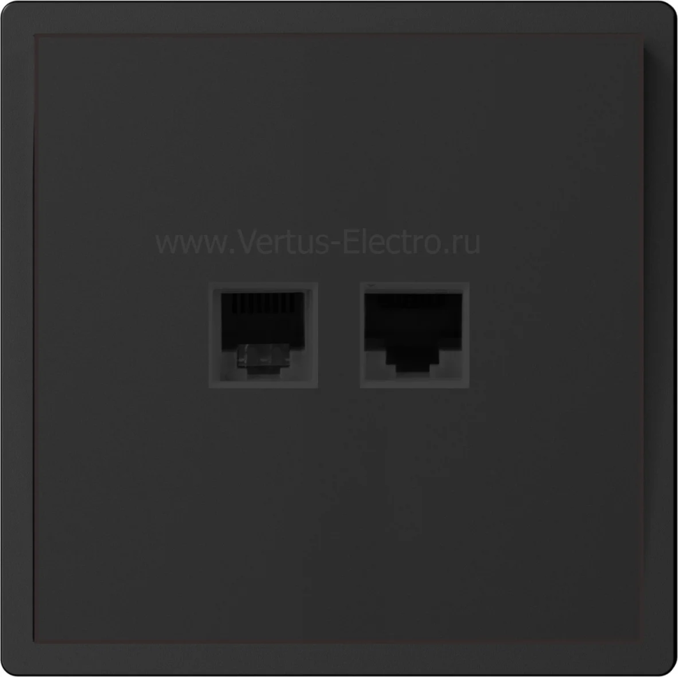 Розетка компьютерная двойная 6 kat, IP-20. (черный)