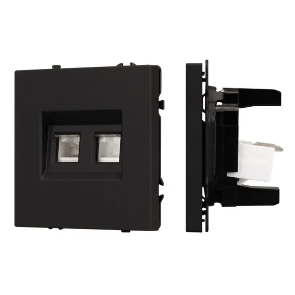 Розетка компьютерная двойная 6 kat, IP-20. NEO PLUS (черный)