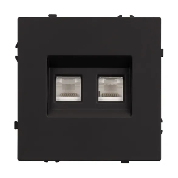Розетка компьютерная двойная 6 kat, IP-20. NEO PLUS (черный)