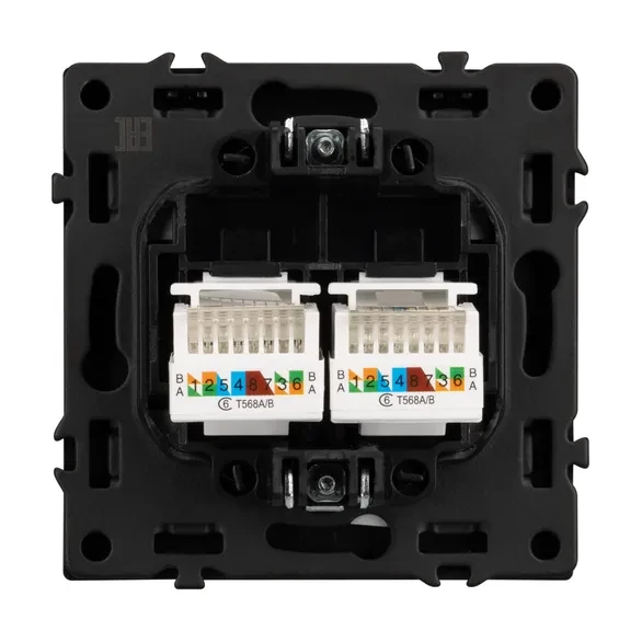 Розетка компьютерная двойная 6 kat, IP-20. NEO PLUS (черный)