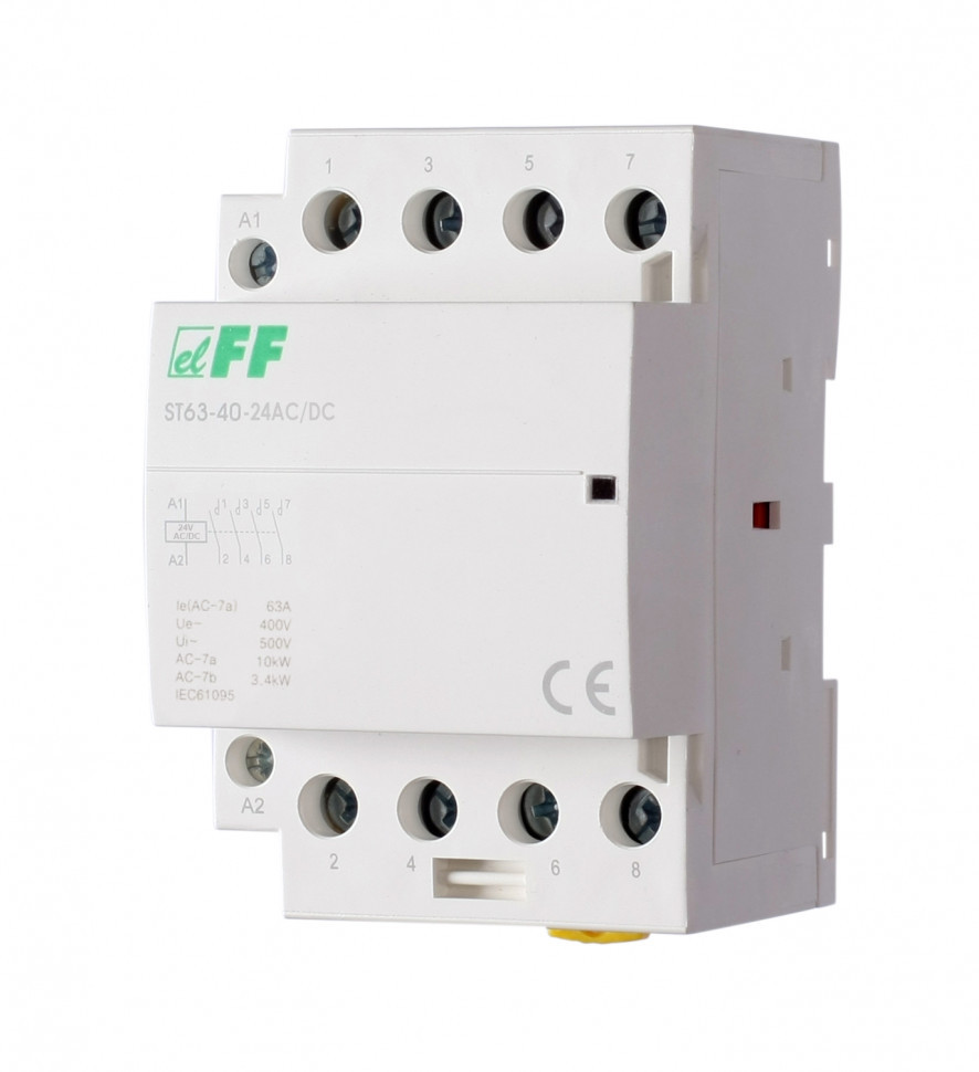Контактор модульный (Ампер-63 / Волт-24 АС/DC / Контакт-4NO) ST63-40-24