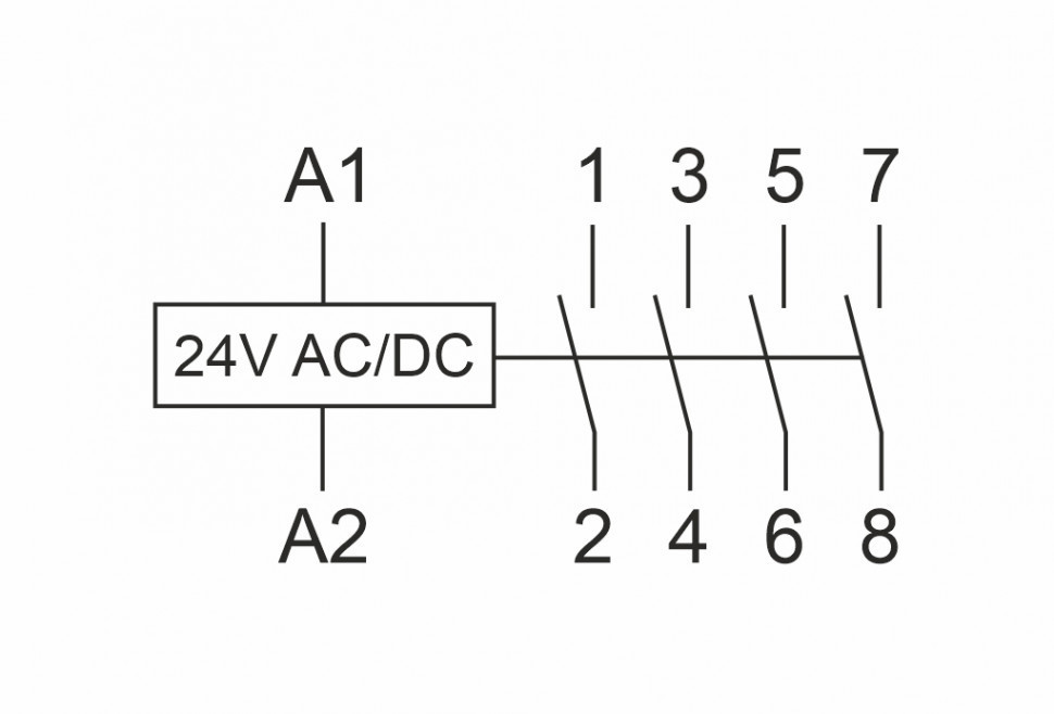 Контактор модульный (Ампер-63 / Волт-24 АС/DC / Контакт-4NO) ST63-40-24