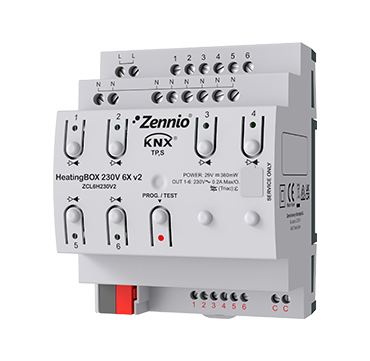 Актуатор отопления KNX, 230VAC, 6 выходов, 6 входов Zennio HeatingBOX 230V 6X v2 ZCL6H230V2